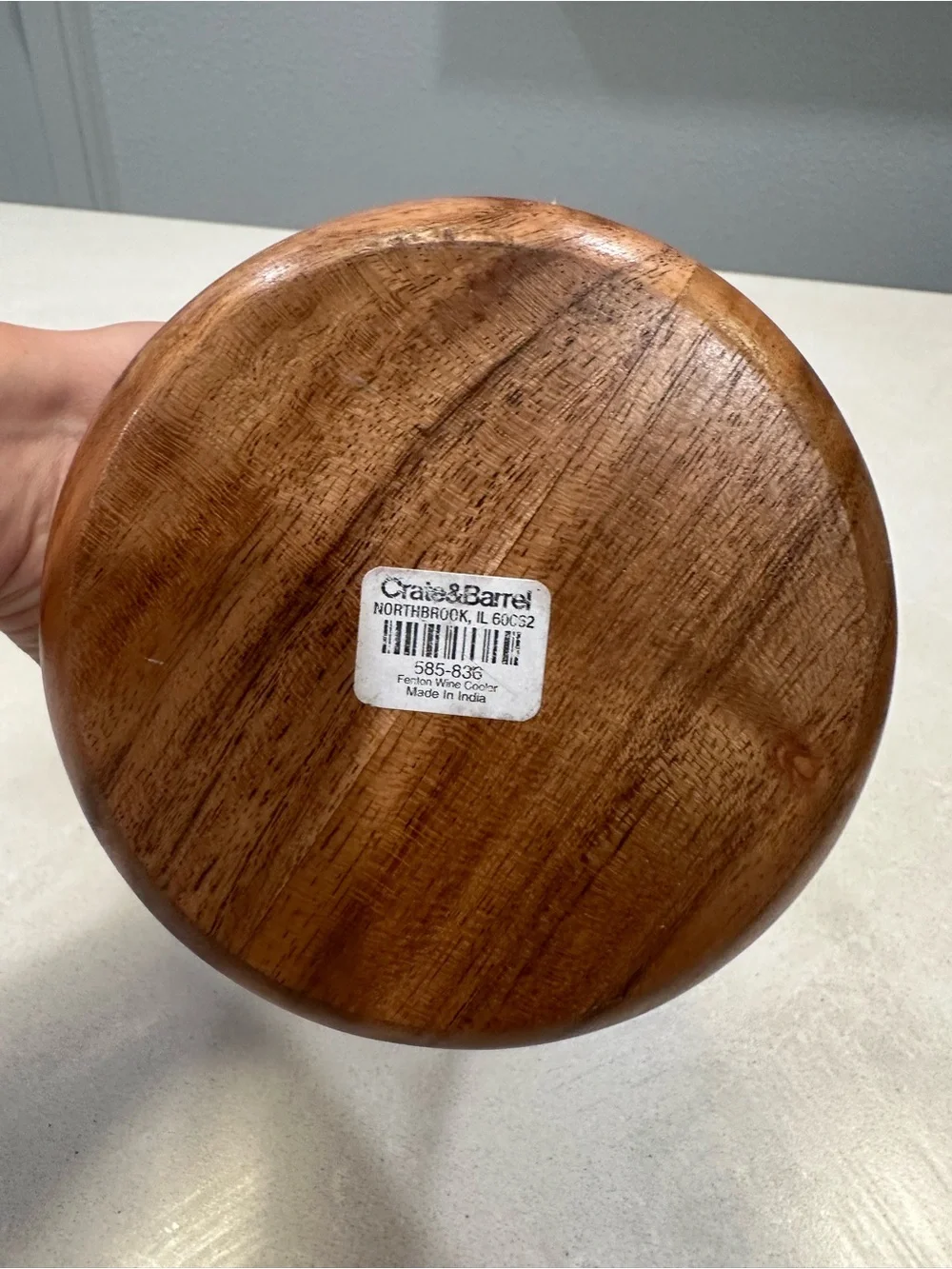 Crate & Barrel Exclusive Fenton Graphite and Wood Wine Cooler